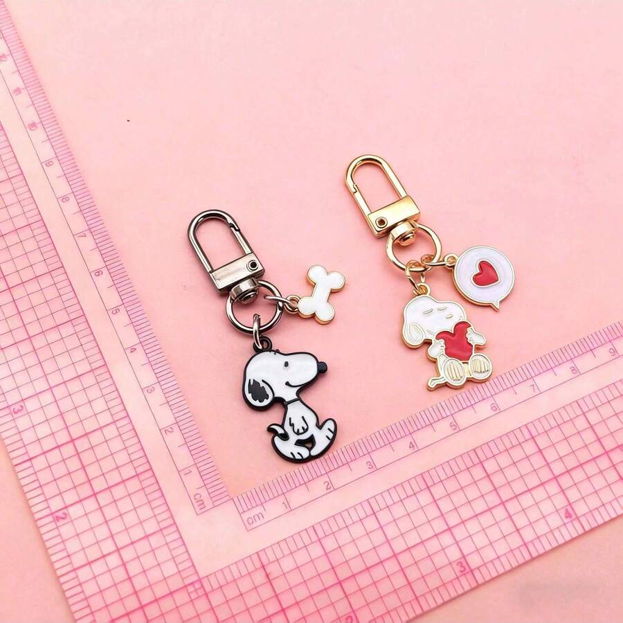 SNOOPY 1 buah Gantungan Kunci Pasangan Lucu, Liontin Kartun, Set Earphone Hati, Hadiah Kecil, Isian Kaos Kaki Natal, Hadiah Tahun Baru, Hadiah Hari Valentine, Hadiah Paskah [Gaya Acak] - MultiWarna - View 1