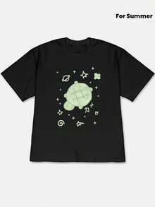 Una camiseta de manga corta para mujer, moderna, a la moda, retro, casual y holgada, adecuada para actividades al aire libre en primavera y verano.El nuevo modelo primavera-verano 2026 presenta un diseño de hombros caídos, con una tortuga de estilo acuarela verde claro (con decoración a cuadros) + elementos decorativos de estrella/planeta/hoja de trébol + ilustración con la combinación de caracteres "force".Esta camiseta de manga corta tiene un estilo japonés fresco y lindo, es cómoda y agradable al tacto, y es adecuada para salidas diarias para los amantes del estilo japonés fresco y lindo.blusas para mujer,blusas casuales para dama,tops,, mujer premium,y2k,playeras de mujer curvy,ofertas y liquidaciones ropa mujer,playeras deportivas para mujer,,playeras de hombre, mujer,blusas>elegante YF4T - Negro - Ver 8