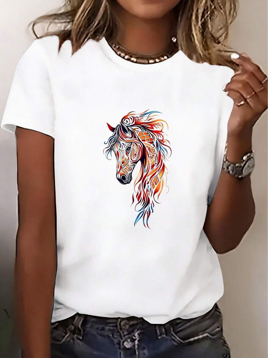 3388 # Nuevas camisetas de manga corta para mujer, esenciales para el verano, adecuadas para viajes, citas, regalos, vacaciones y salidas a la playa. Camiseta de manga corta cómoda y versátil. - Blanco - Ver 1