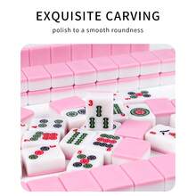 Juego de Mahjong americano estilo occidental de 30 mm, regalo de fichas de Mahjong de lujo - Rosa - Ver 2