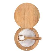 Sal, bodega de sal de madera de acacia con tapa y cuchara, caja de sal con tapa giratoria, recipiente de sal, 6 onzas - 1 pieza sin patrn con cuchara - Ver 8