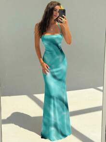 Women's Elegant Vacation Orange Lily Floral Print Backless Halter Dress, Beach Resort Dress, Orange Dress, Beach Vacation Outfit, Hawaii Dress,Summer Dress,Vacation Dress,Summer Dresses For Women - màu xanh lá - Xem 5
