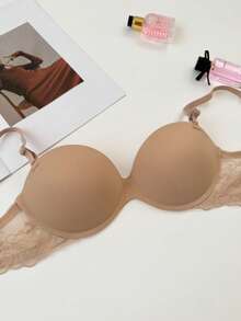 Reggiseno push-up senza cuciture di colore unito per seno piccolo, reggiseno con ferretto - Albicocca - Visualizzare 3