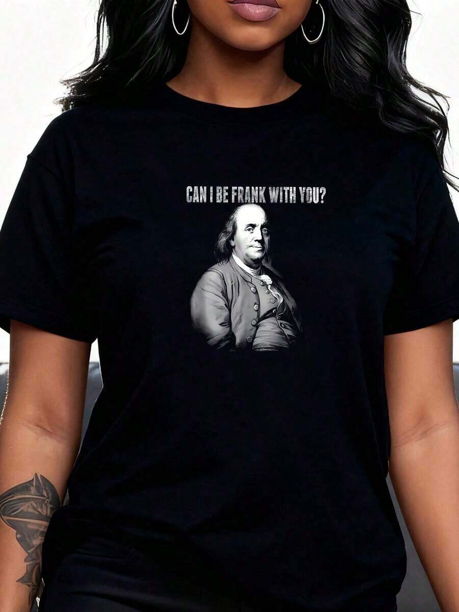 1 camiseta Ben Franklin Can I Be Frank With You, 180g, 100% algodón - Negro 1 - Ver 1