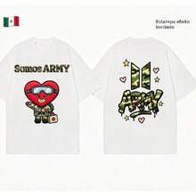 ¡Por el EJÉRCITO! Camiseta Somos ARMY Corazón Militar Blanco, Estampado Efecto Bordado - Negro - Ver 6