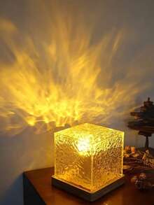 1pc 16-Color Water Wave Projection Lamp, USB Powered With Remote Control Ocean Wave Nightlight, Dynamic Rotating Crystal Cube Atmosphere Lamp, Suitable For Bedroom, Bathroom, Living Room Decor - One Size Fits All - View 6