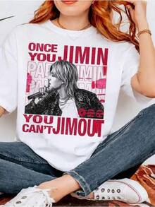 Jimin  Shirt, Vintage Park Jimin  Tee, Comfort Retro 90s Army Gift,blusas para mujer,blusas elegantes dama - Blanco - Ver 6