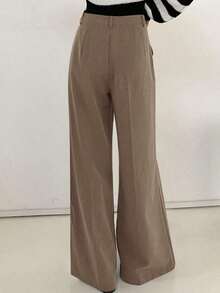 Pantalones casuales de negocios para mujer, para todas las estaciones, pantalones de vestir para mujer, ropa de vuelta al colegio - Caqui - Ver 2