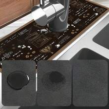 1pc Coffee Life Design Rubber Faucet Splash Guard, Bathroom Faucet Splash Pad, Waterproof Anti-Slip Faucet Mat, Kitchen Countertop Accessory. Protect Your Kitchen Countertop. - Multicolor - View 12