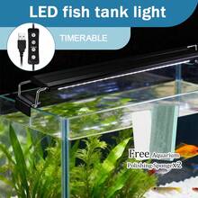黑色多尺寸水族箱LED灯，带智能定时器，6500K色温，3种调光模式，适用于淡水/海水鱼缸、珊瑚礁和植物照明系统（包含2个清洁刷） - 查看 2