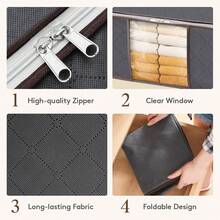 35L Foldable Underbed Clothes Storage Bags 3 Pack With Clear Window Grey For Clothing Bedding Sweaters Protection Organizers - Grey - View 5