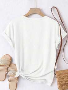 ¡Oferta por tiempo limitado, unidades limitadas,  relámpago! Camisas casuales para mujer, camisetas de poliéster para mujer, camisas elegantes. Camiseta de manga corta estampada para mujer, casual, moderna, a la moda, con personalidad única, con estampado audaz de panda, estilo urbano, adecuada para primavera, verano y otoño - Blanco - Ver 2