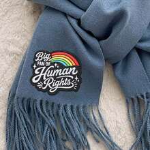 RHUAGYP 1pc "Human Rights Loyal Fan" Slogan Embroidered Patch, Rainbow Graphic With Glitter Accents, Iron-On Or Sew-On Badge For Personalized Clothing And Bag Decoration - Multicolor - View 7