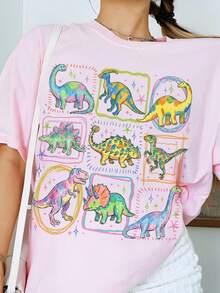 Camiseta de dinosaurio divertida, Sudadera de enfermería pediátrica, Sudadera de cuello redondo moderna para enfermeras pediátricas, Camiseta gráfica de verano estilo preppy - Rosa - Ver 6