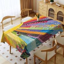 1pc, Home Decor, Abstract Pattern Printed Tablecloth, Rectangular, Woven, Suitable For Home Kitchen Dining Room, Party Dinner, Picnic Camping, Date, Wedding, Theme Party Decoration, Indoor And Outdoor Use - Multicolor - View 16