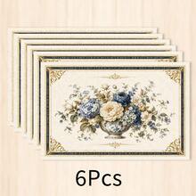 1 pieza Mantel individual de lino con estampado floral, tapete para desayuno, posavasos de café, base para tazón, accesorio de cocina, fácil de limpiar, apto para el hogar, restaurante, decoración del comedor, regalo festivo, regalo para amigos, juego de múltiples piezas - Multicolor - Ver 20