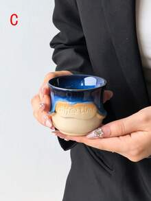 1个窑烧纯色手柄咖啡杯，陶瓷材质，精致高品质个性化创意“咖啡时光”字母咖啡杯，意式浓缩咖啡杯，阿拉伯式浓缩咖啡杯，茶杯 - 彩色 - 查看 20