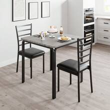 3-Piece Kitchen Table Chair Set, Indoor Modern Dinette Set for 2, Square Dinner Table Set with 2 Upholstered Chairs for Dinette, Breakfast Small Space - grau - Übersicht 3