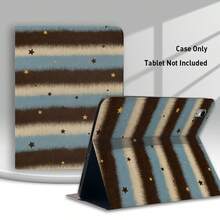 Blue Brown Beige Striped And Star Pattern, 1pc Flip Cover Tablet Protective Case With Pen Slot, Compatible With Honor 8/9/10, Honor X8/X8A/X9/X8Pro/X9Pro/X9A/V8 Pro/GT 11.5inch, Matepad Pro/Matepad SE 11/Matepad 11, Apple 10th Gen/ 11 2025 (A16), A9/A9+/A11/S11/S10 FE+ And Other Popular Models - Multicolor - View 4