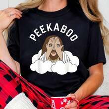 short-sleeveCamiseta "Peekaboo Jesús", camiseta divertida unisex100% Cotton - Negro - Ver 6