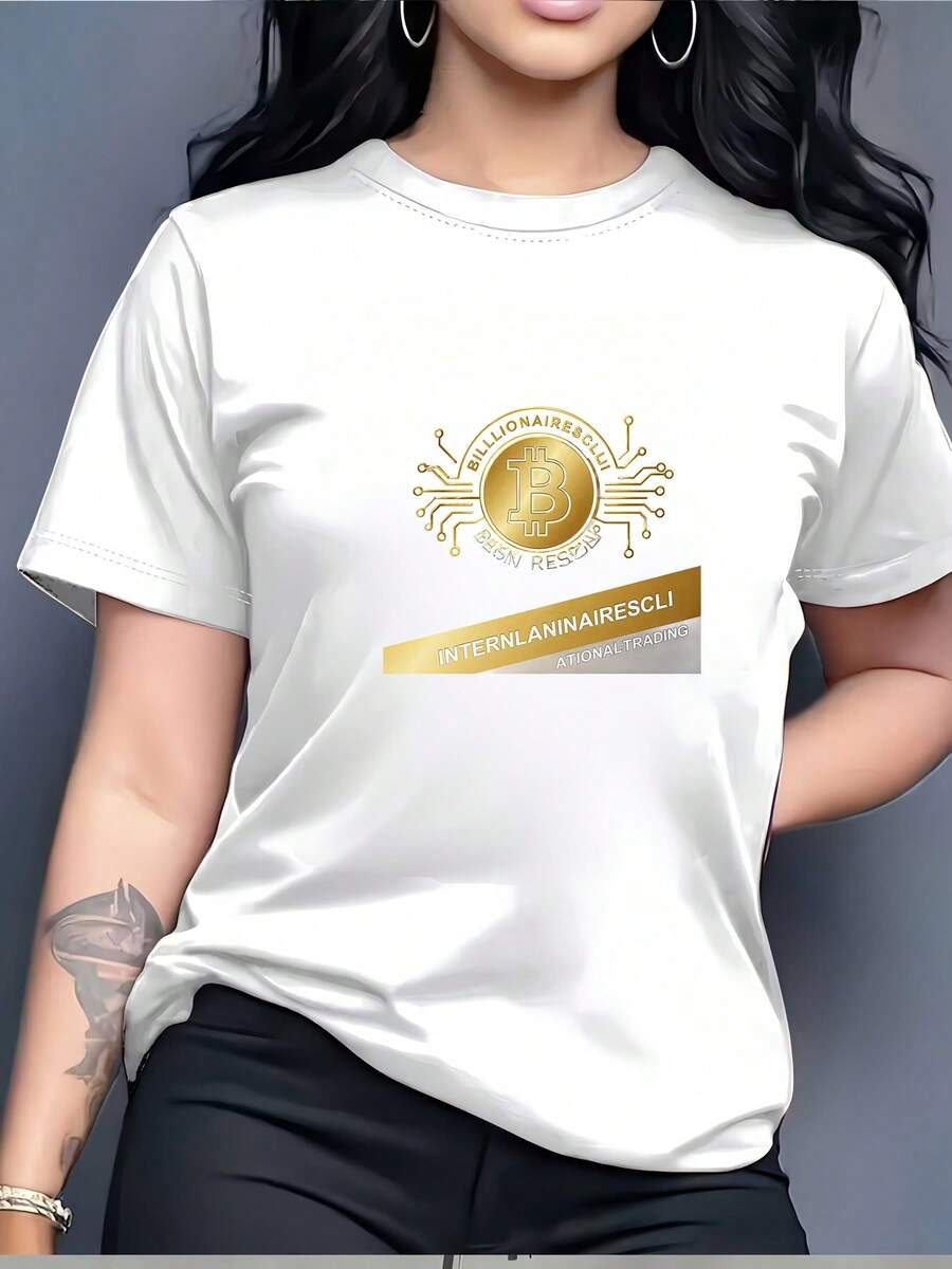 Camiseta de Billonario | Tela suave, ideal para barbacoas familiares y festivales de música de verano. | Diseño de Logotipo Moderno | Un gran regalo para familiares, amigos y colegas. | Ropa esencial de verano | Elegante y cómodo | Bitcoin y la Pasión por el Trading | Ropa informal para actividades de team-building. Camiseta de manga corta cómoda y versátil. - Blanco - Ver 1