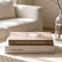 iRIking 1 Set Of 2 Paper Fake Books For Home Dining Table Decor Aesthetic Decorative Books - Coffee Table Book Decor - Artificial Decorative Books For Decoration - Bedside Table Decor - Home Room Decor - Khaki - View 3