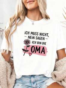 1 Piece Women's Graphic T-Shirt With May Design - Soft, 180 G/M², Short Sleeve, Round Neck, White With Gold Lettering And Fun Print Of May Flowers And Ladybugs, Casual Birthday Party Outfit, 100% Cotton. - 白色 1 - 查看 3