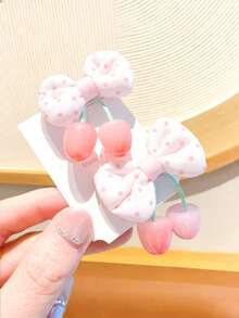 Set da 2/4 pezzi di fermagli per capelli da ragazza con fiocco a pois, quadri e ciondolo a ciliegia, fermagli laterali versatili per uso quotidiano, fermagli carini per frangia da studentessa, accessori per capelli estetici e carini per ragazze - Multicolore - Visualizzare 11