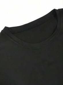 Premium Quality Unisex Casual T-Shirts, Men's Black T-Shirts, Pure Cotton T-Shirts, Fun Short Sleeve Crew Neck T-Shirts, Plus Sizes - 黑色 - 查看 4