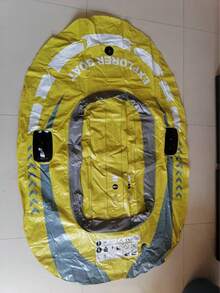 1/2 Persona Kayak Inflable Canoa Bote de Pesca, Balsa Inflable de Goma para Flotación en Lago al Aire Libre - Amarillo 1 - Ver 10