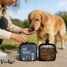 VINCAN Bolsa para golosinas de perro con patrón lindo, con gancho y cremallera, bolsa de entrenamiento para mascotas de poliéster duradero, bolsa portátil para almacenar comida de perro para entrenamiento de cachorros y paseos al aire libre, accesorio esencial para dueños de perros - Multicolor - Ver 3