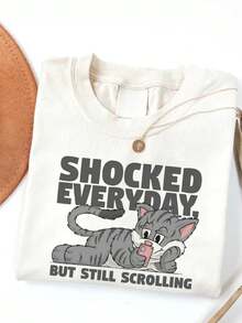Camiseta Premium con Estampado Divertido del Gato Tom, Ideal para Regalo, Uso Diario Relajado, Ecológica - Blanco - Ver 11