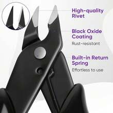 2 Pack 5 Inch Precision Micro Flush Cutters – Sharp Zip Tie Cutter For Crafting, Floral, 3D Print, Jewelry, Plastic Models & Electronics - Black (1 Pack) - View 4