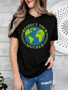 Camiseta "Madre Naturaleza", Camisa, Regalo para el Día de la Tierra - Negro - Ver 1