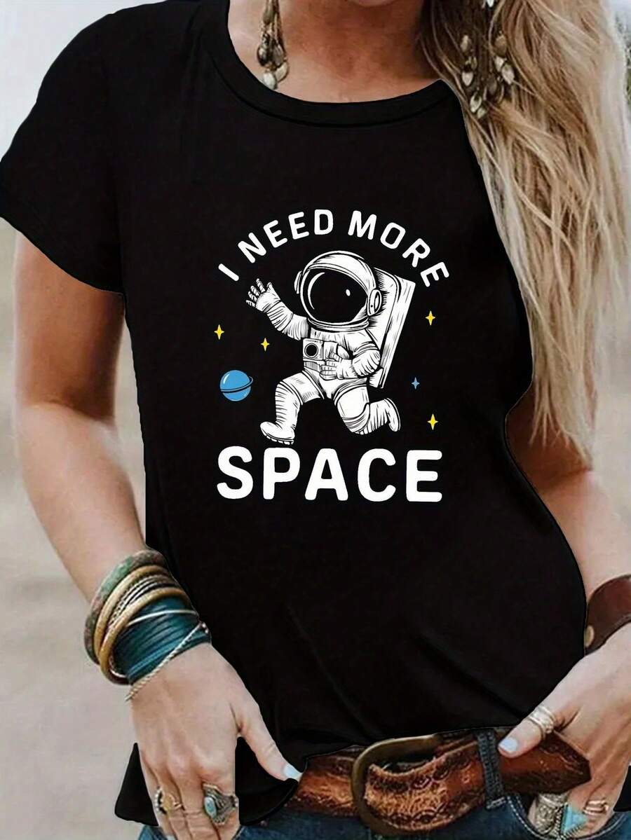 Camisetas de Algodón Oversize para Mujer 2026, Camiseta Cómoda para Mujer, Suave y Acogedora, Sencilla para Uso Diario, Top de Manga Corta - Negro - Ver 1