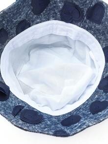 1pc Denim Blue 3D Heart Decor Bucket Hat, Distressed Denim Fabric, Layered Sweet & Design, Wide Brim Flatters Face Shape, Creates Youthful Look - Fisherman's Hat - View 8