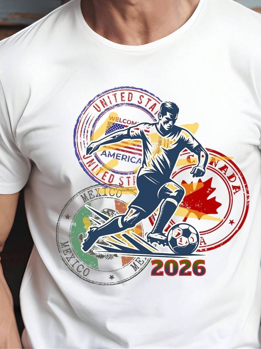 2026 Soccer Fútbol Fan T-Shirt | EE. UU., Canadá, México, Ropa - Negro - Ver 1