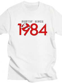 blusas para mujer Bustin Since 1984 Ghostbusters Tshirts for Men Short Sleeves T Shirt Supernaturals Ghost Movie T-shirts Slim Fit 100 Cotton Tees - Blanco - Ver 1