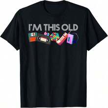 Camiseta Gráfica de Manga Corta: Soy Así de Viejo, Íconos de Tecnología de los 80, Camiseta de Cumpleaños de los 80, Vintage - Negro - Ver 7