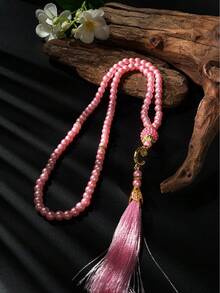 1pc Muslim 99 Beads Tasbih Prayer Beads Necklace, Lightweight Durable Luxury Texture - Multicolor - View 4