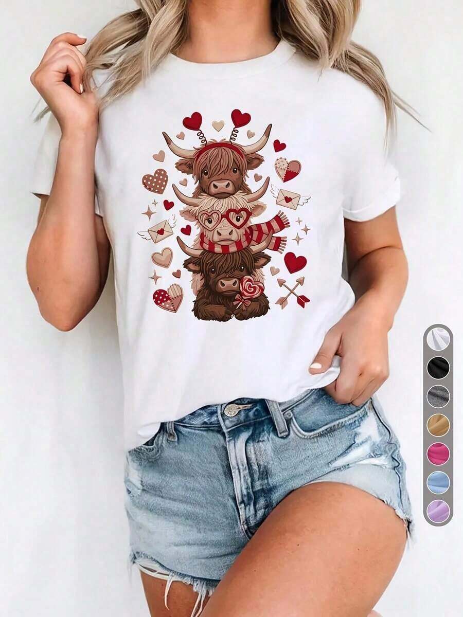 short-sleeveCamiseta casual de talla grande para mujer con gráfico "I LOVE YOU I AM SO YOU" de estilo vintage, de manga corta, cuello redondo, cómoda y adecuada para uso diario, vacaciones y actividades al aire libre100% Cotton - Blanco - Ver 1