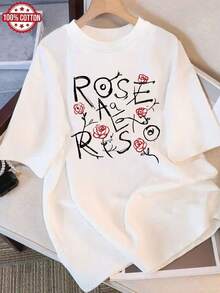 Camiseta de Mujer: Camiseta de Verano Moderna de Algodón Puro, Cuello Redondo Holgado, Ropa Versátil para Mujer, Camiseta Casual Cómoda para Adolescentes, Tops de Manga Corta Vibrantes y Juveniles para Uso Diario. - Blanco - Ver 12