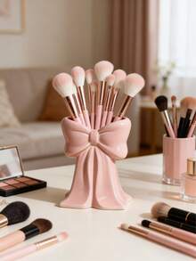 1pc Cute Bow-Shaped Pen Holder - A Desktop Makeup Brush And Office Supply Organizer With Elegant Makeup Brush Storage Design, Ideal Creative Decor For Girls, Students And Young Women - Multicolor - View 3