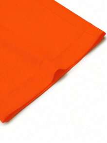 Pantalones Con Pierna Ancha Y Pliegues En Color Sólido Con Bolsillos Diagonales - Naranja - Ver 4