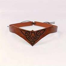 Medieval Celtic Knot PU Leather Headband, Viking Norse Embossed Adjustable Leather Forehead Band For LARP Renaissance Cosplay,Party - A - View 5