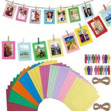 21pcs 6-Inch Paper Photo Frame, Black Multi-Colored Cardboard Photo Hanging Box - Home, Office, Wedding And Party Decorative Clip Photo Display | Suitable For Birthdays And Graduation Ceremonies, Photo Display (Random Colors) - one-size - View 1