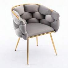 Luxuriöser, moderner Akzentstuhl, Schminktischstuhl mit Metallgestell für Schlafzimmer, Wohnzimmer, Esszimmer - Grigio - Visualizzare 7