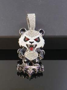 1pc Fully Rhinestoned Panda Animal Pendant Necklace, Fashionable Shiny Hip-Hop Style Accessory, Suitable For Daily Wear - Panda Pendant Necklace - View 7