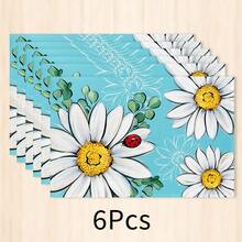 1 pieza Mantel individual de lino con estampado floral, tapete para desayuno, posavasos de café, base para tazón, accesorio de cocina, fácil de limpiar, apto para el hogar, restaurante, decoración del comedor, regalo festivo, regalo para amigos, juego de múltiples piezas - Multicolor - Ver 13