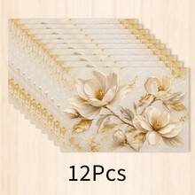 1 pieza Mantel individual de lino, tapete para desayuno, posavasos de café, base para tazón, elemento moderno, accesorio de cocina, fácil de limpiar, apto para el hogar, restaurante, decoración del comedor, regalo festivo, regalo para amigos, juego de múltiples piezas - Multicolor - Ver 24